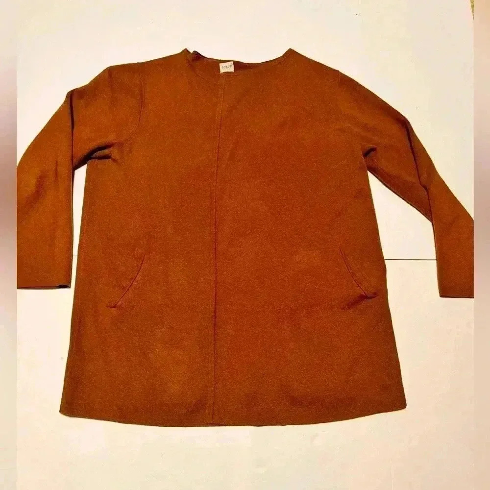 JCrew Factory Collarless sweater-blazer- Size XL Camel Brown